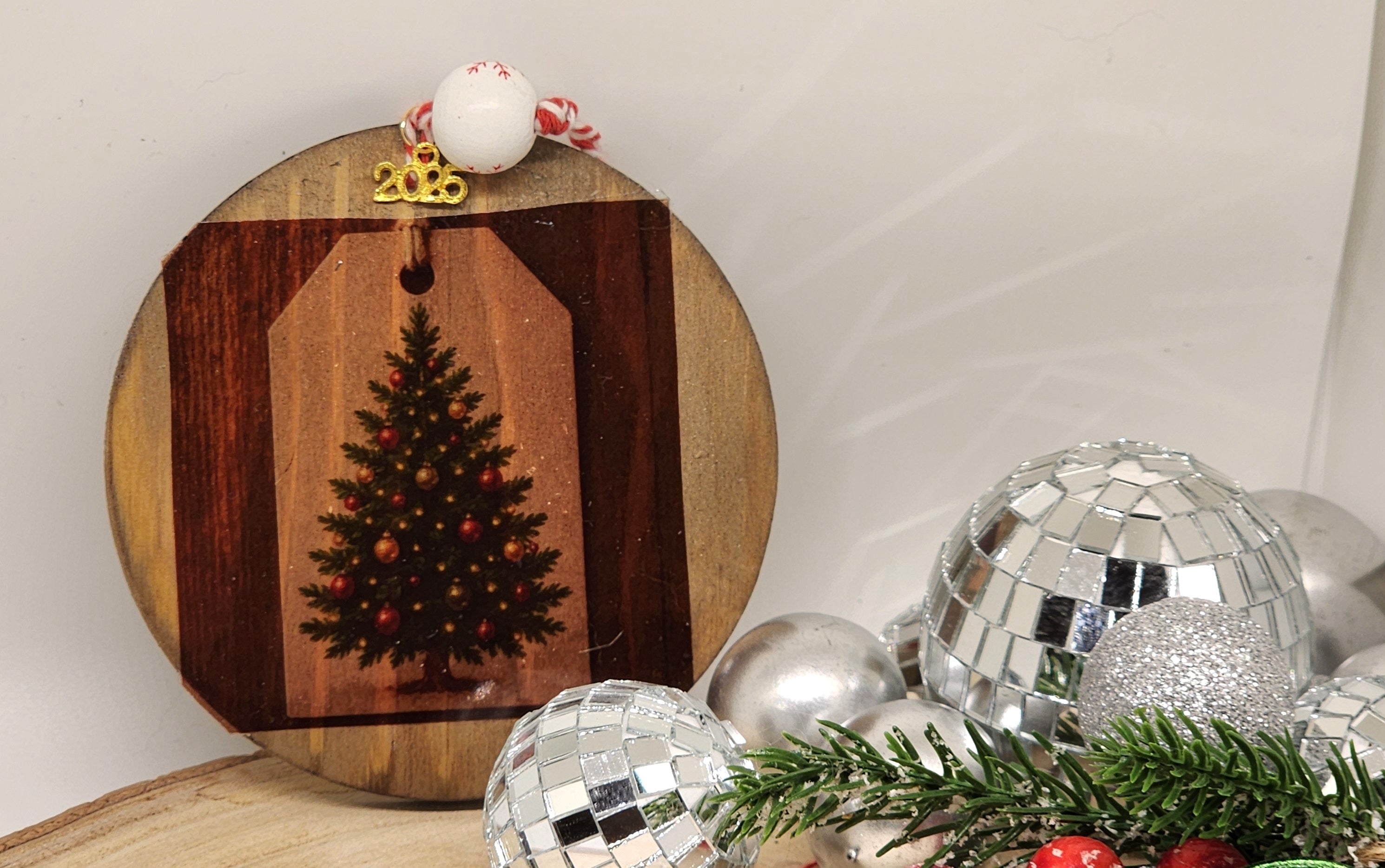 Handcrafted 4" Wooden Christmas Ornament – 2025Keepsake | Vintage Holiday Decor | Snowman, Truck, Tree, Gingerbread Mug Designs