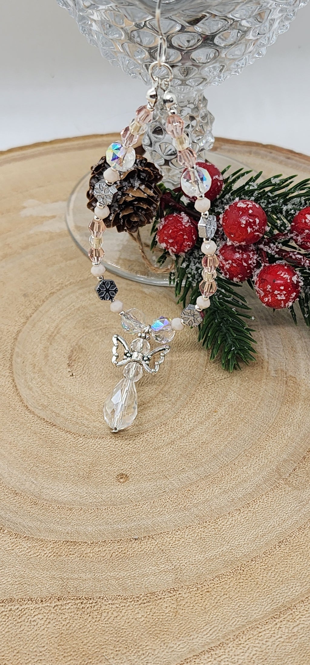 Angel Crystal Beaded Ornament Handmade Christmas Ornament  Memorial Angel Gift  Holiday Tree Decoration