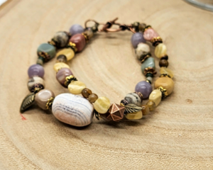 Holiday Gemstone Beaded Bracelets – Handmade Boho Jewelry with Natural Stones & Metal Accents –Valentine's Gift