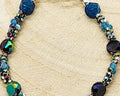Boho Blue Gemstone & Crystal Beaded Bracelet  Iridescent Sparkle Bracelet with Toggle Clasp | Handmade Layered Bracelet for Women