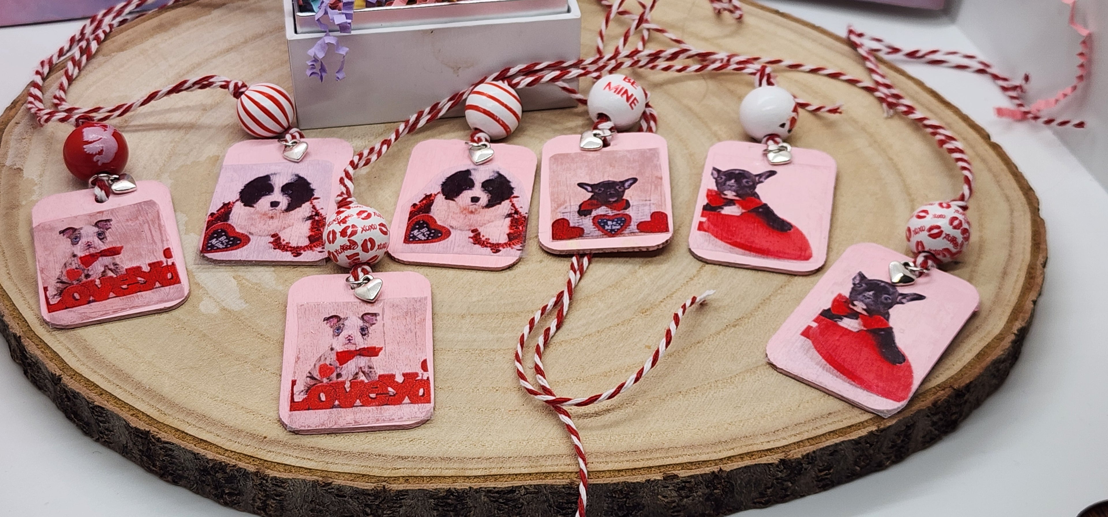 Handmade Valentine Gift tags-Cute Assorted Pink Wooden Tags