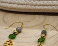 Shamrock Earrings with Green Glass and Moss Agate Lucky Four Leaf Clover Dangle Earrings St. Patrick's Day Jewelry Gift for Her