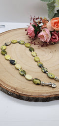 Yellow Turquoise  oval beaded bookmark with silver tone sunflower and heart charms