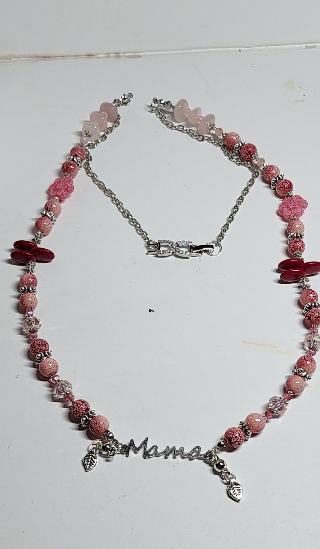 Handmade “Mama” Necklace & Earring Set • Mother’s Day Jewelry Gift • Pink or Purple/Blue Beaded Set