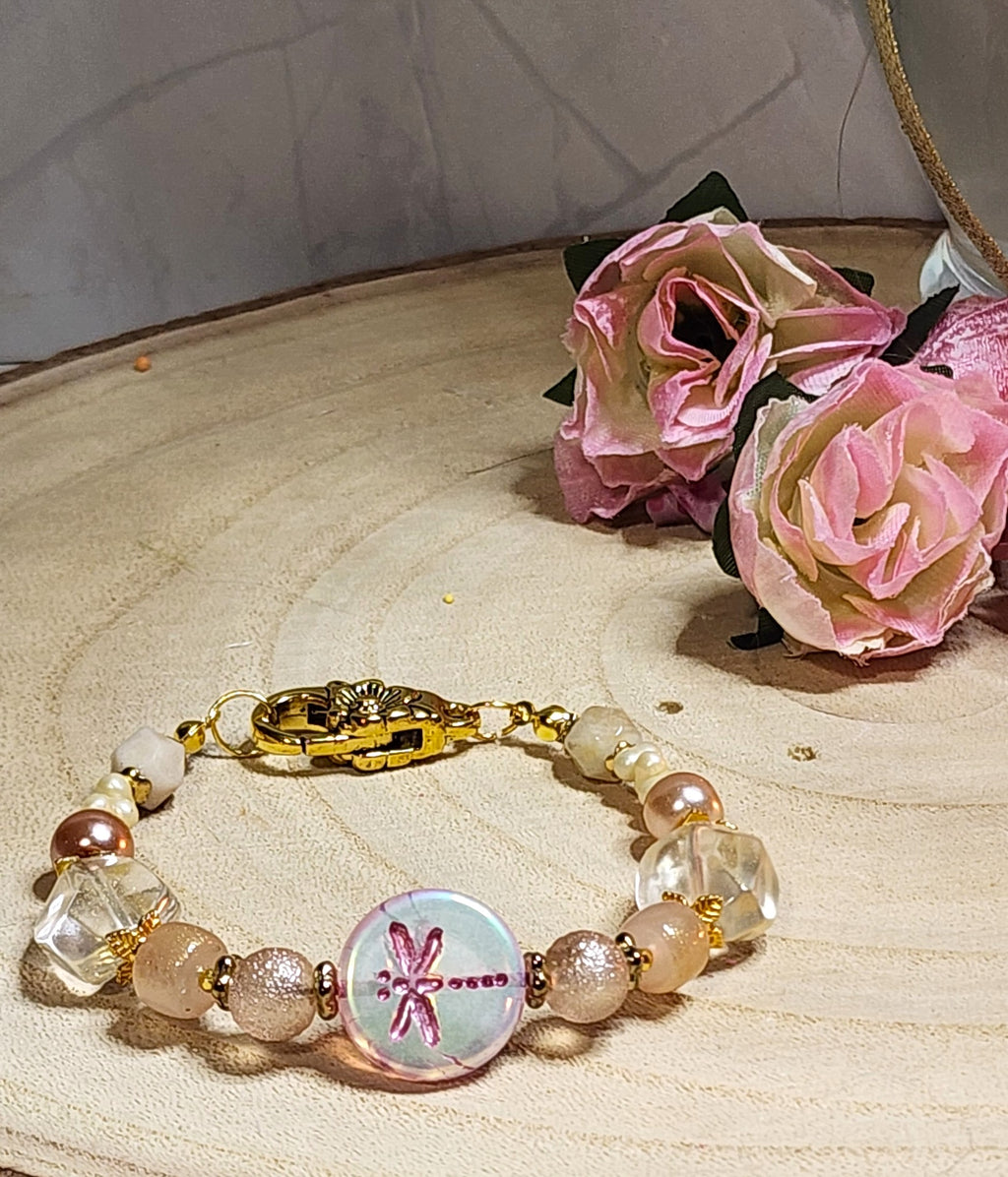 Pink Dragonfly Centerpiece Bracelet