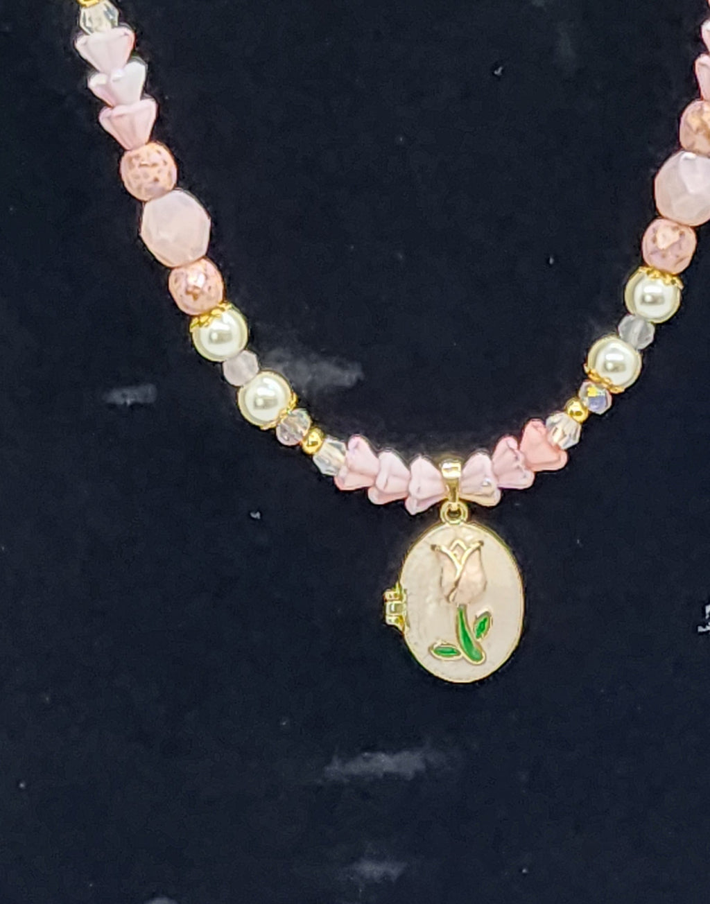 Handmade Floral Locket Necklaces • Pink & Purple Beaded Lockets • Vintage‑Inspired Pendant Jewelry for Her