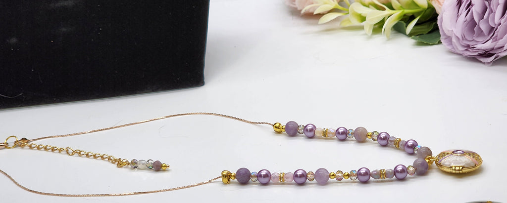 Handmade Floral Locket Necklaces • Pink & Purple Beaded Lockets • Vintage‑Inspired Pendant Jewelry for Her