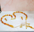 Pink Aventurine & Carnelian Sun Charm Necklace and Earring Set – Healing Crystal Jewelry, Boho Summer Jewelry, Handmade Gift for Her