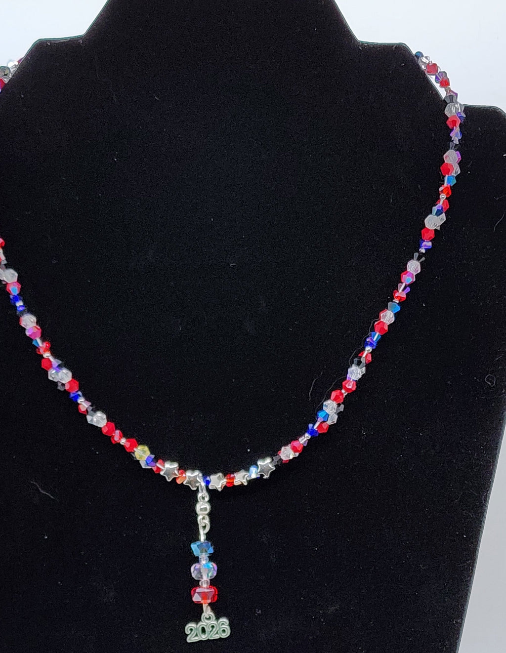 ⭐ America’s 250th Celebration Patriotic Beaded Necklace – Red, White & Blue Sparkle