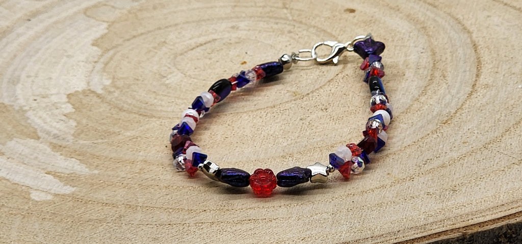 ⭐ America’s 250th Celebration Patriotic Beaded Bracelets – Red, White & Blue Sparkle