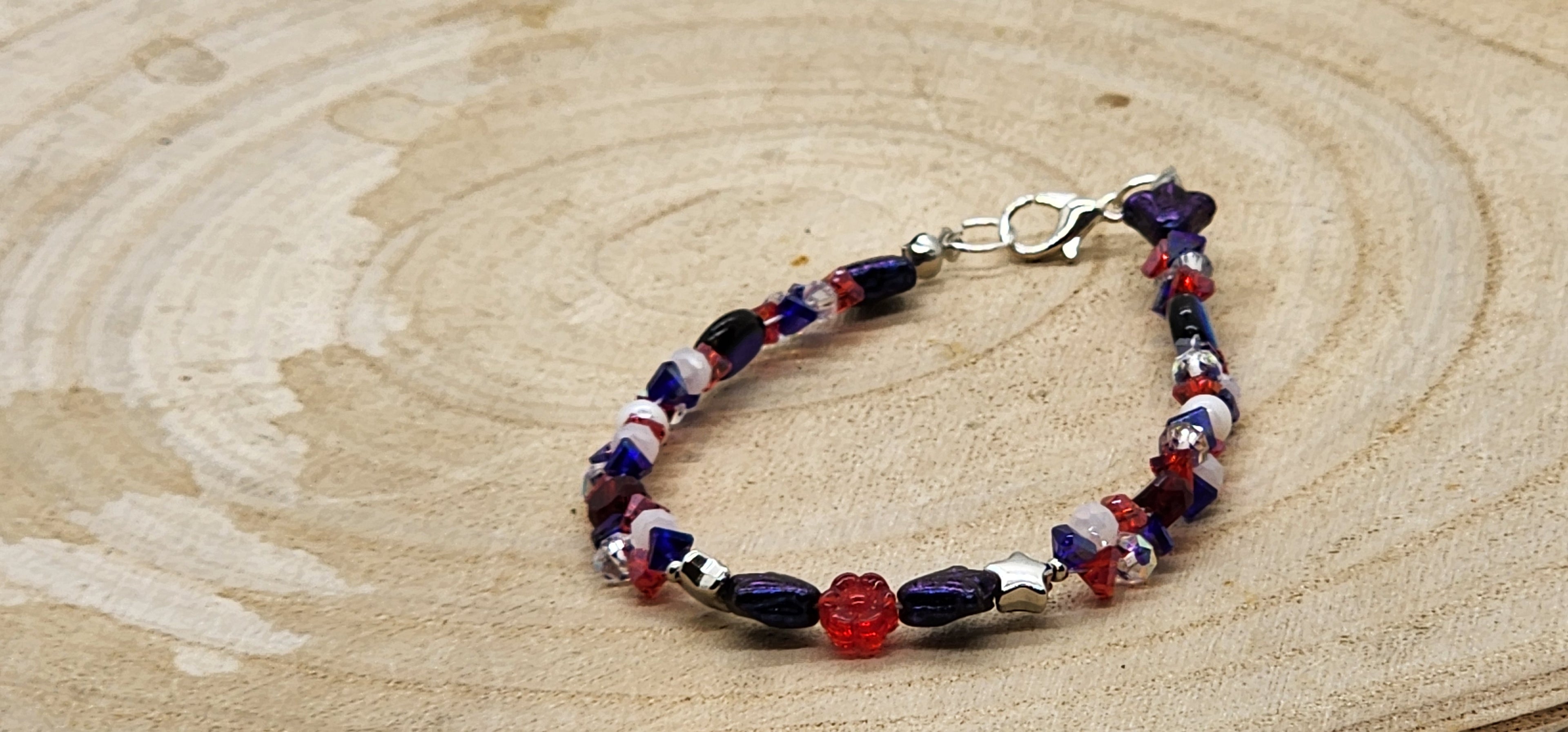 ⭐ America’s 250th Celebration Patriotic Beaded Bracelets – Red, White & Blue Sparkle
