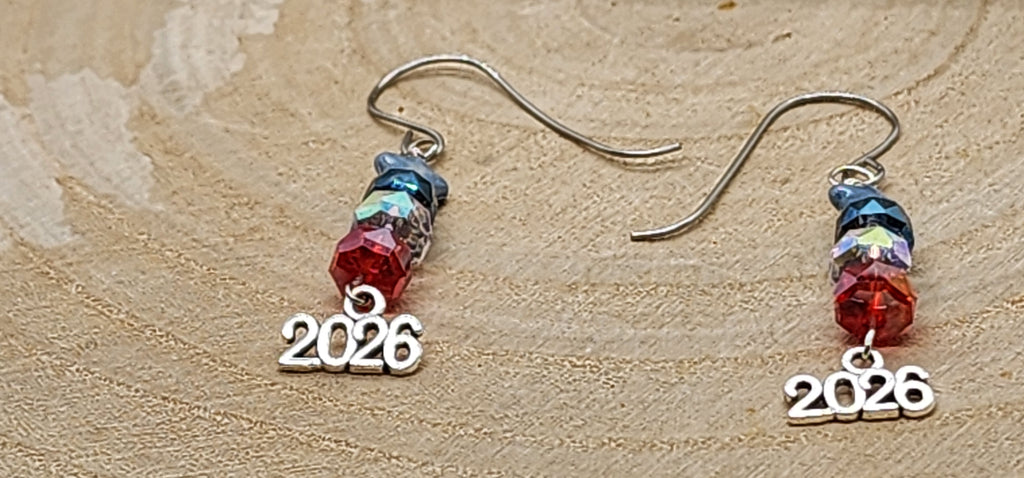 America 250 Patriotic Crystal Earrings – 2026 Commemorative Dangle Earrings | Red White & Blue Handmade Jewelry | Semiquincentennial Celebration Gift 🎆