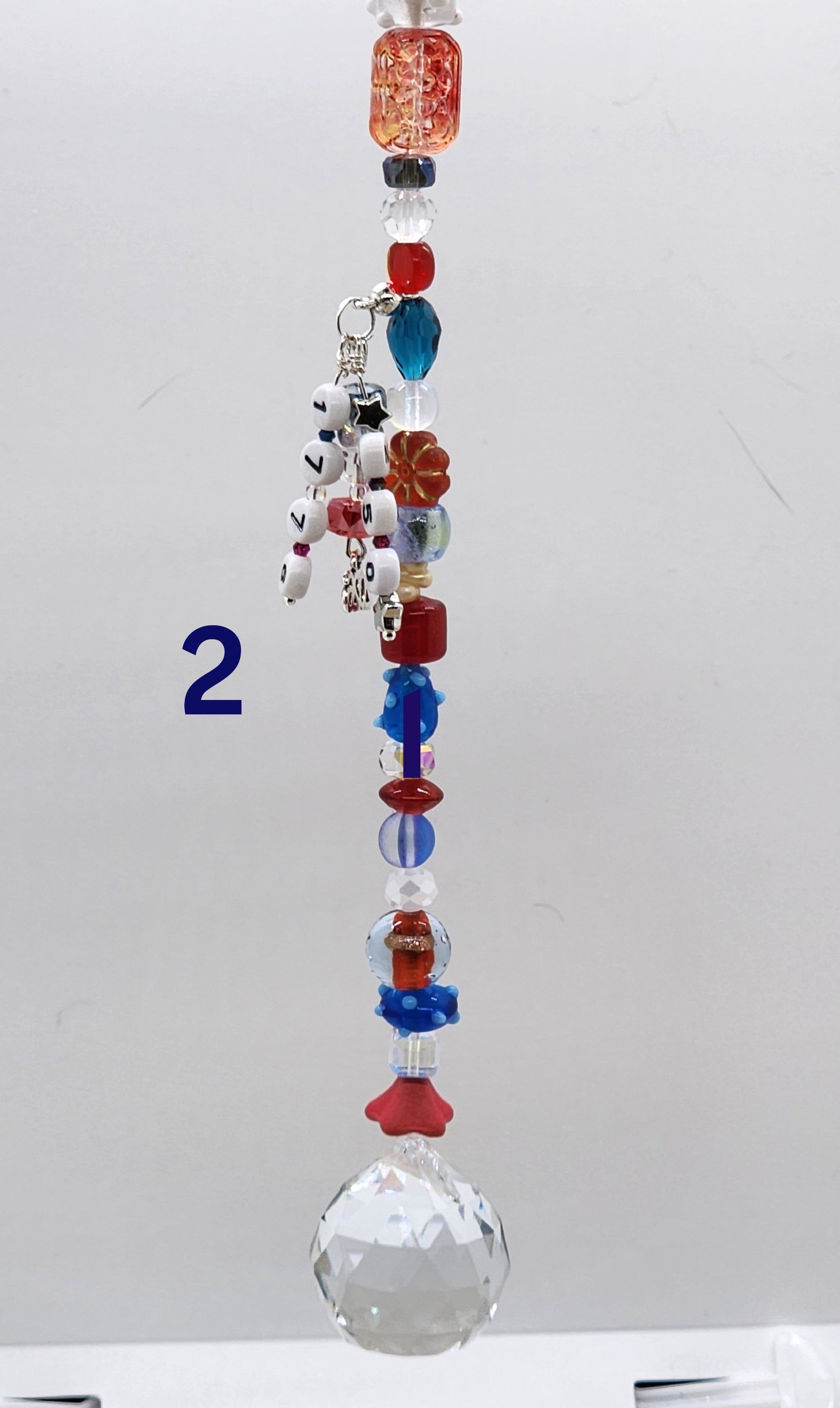 America’s 250th Celebration Suncatcher – Red, White & Blue Handmade Crystal Ornament (2026 Commemorative)