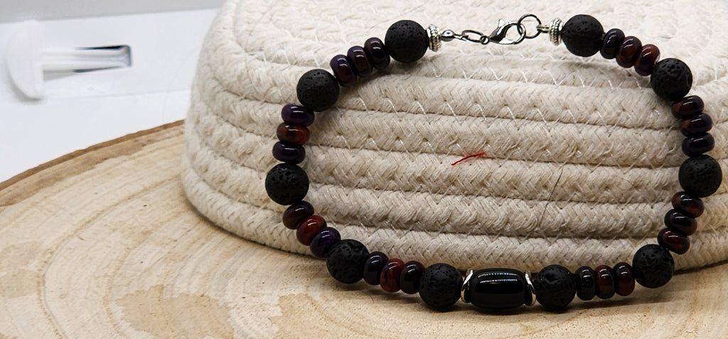🔥 Father’s Day Lava Stone & Malaysia Jade Bracelet – Strength & Serenity Gift for Dad