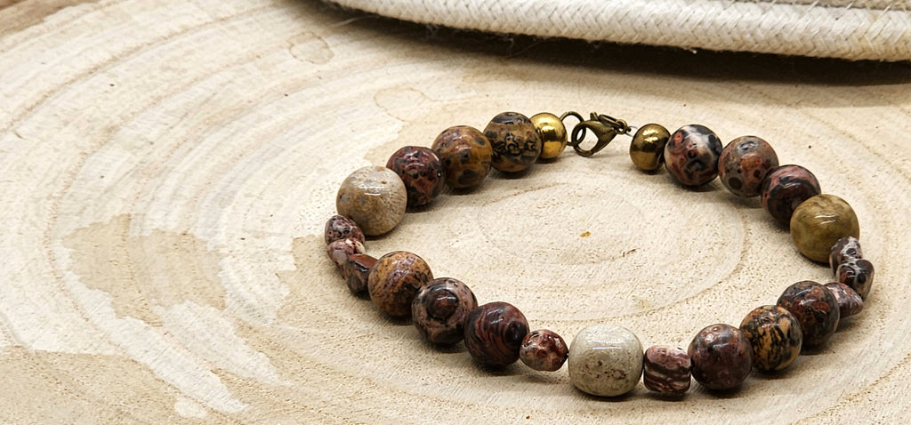 💎 Leopard Skin Jasper Father’s Day Bracelet – Strength, Style & Natural Energy  Description: