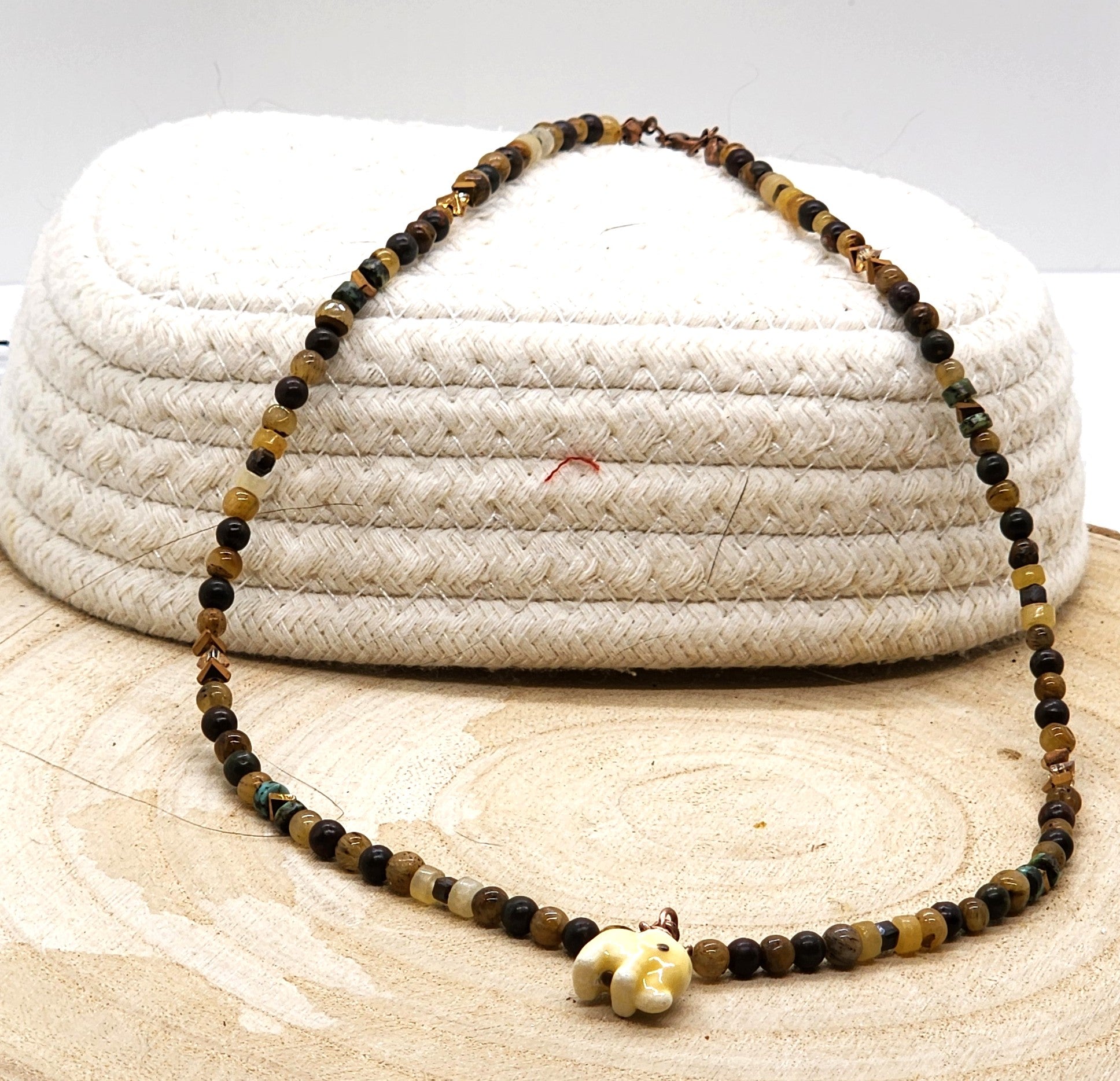 🐅 Father's Day Tiger Eye & Picasso Jasper Necklace | Handmade Men's Gemstone Necklace | Gift for Dad