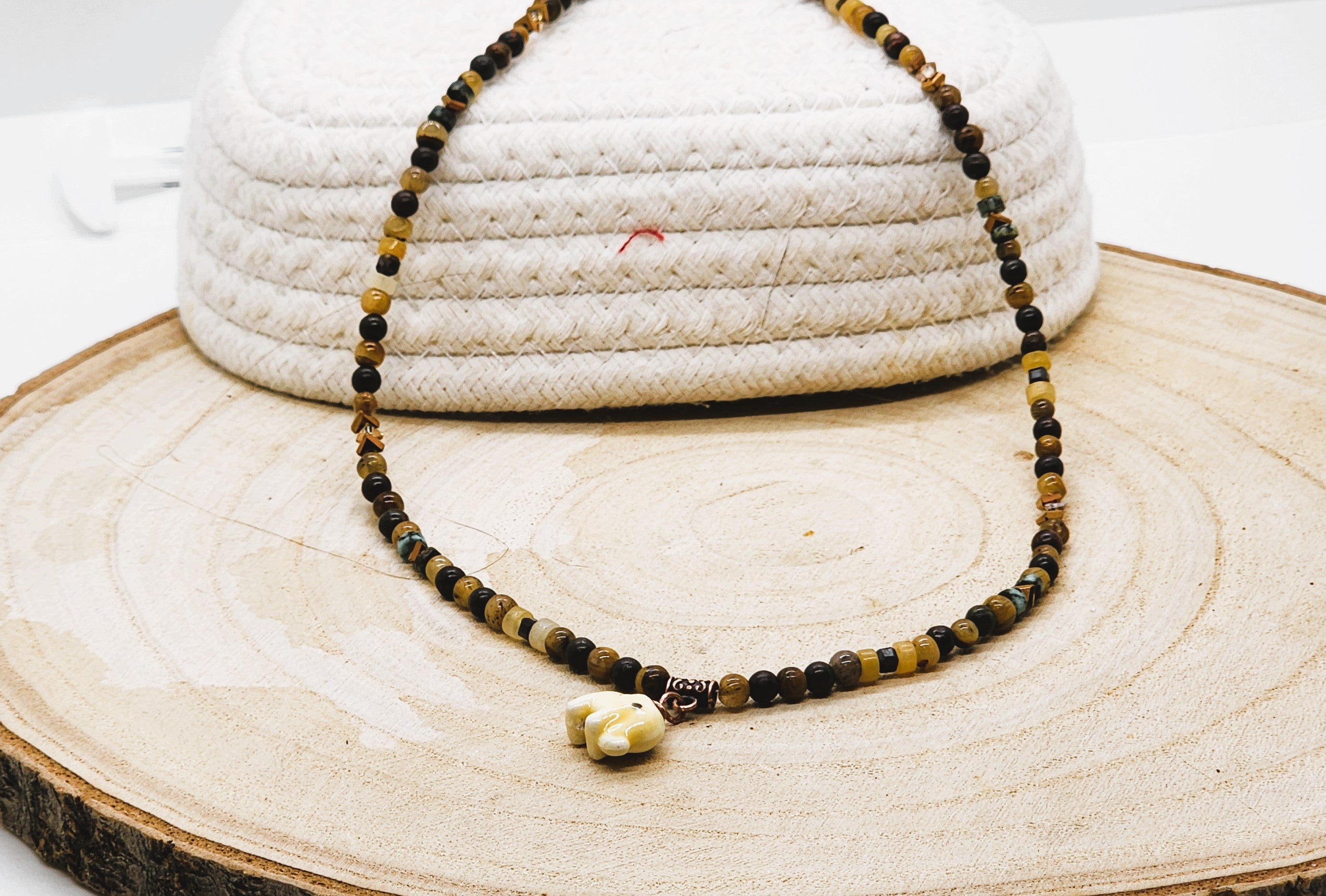🐅 Father's Day Tiger Eye & Picasso Jasper Necklace | Handmade Men's Gemstone Necklace | Gift for Dad
