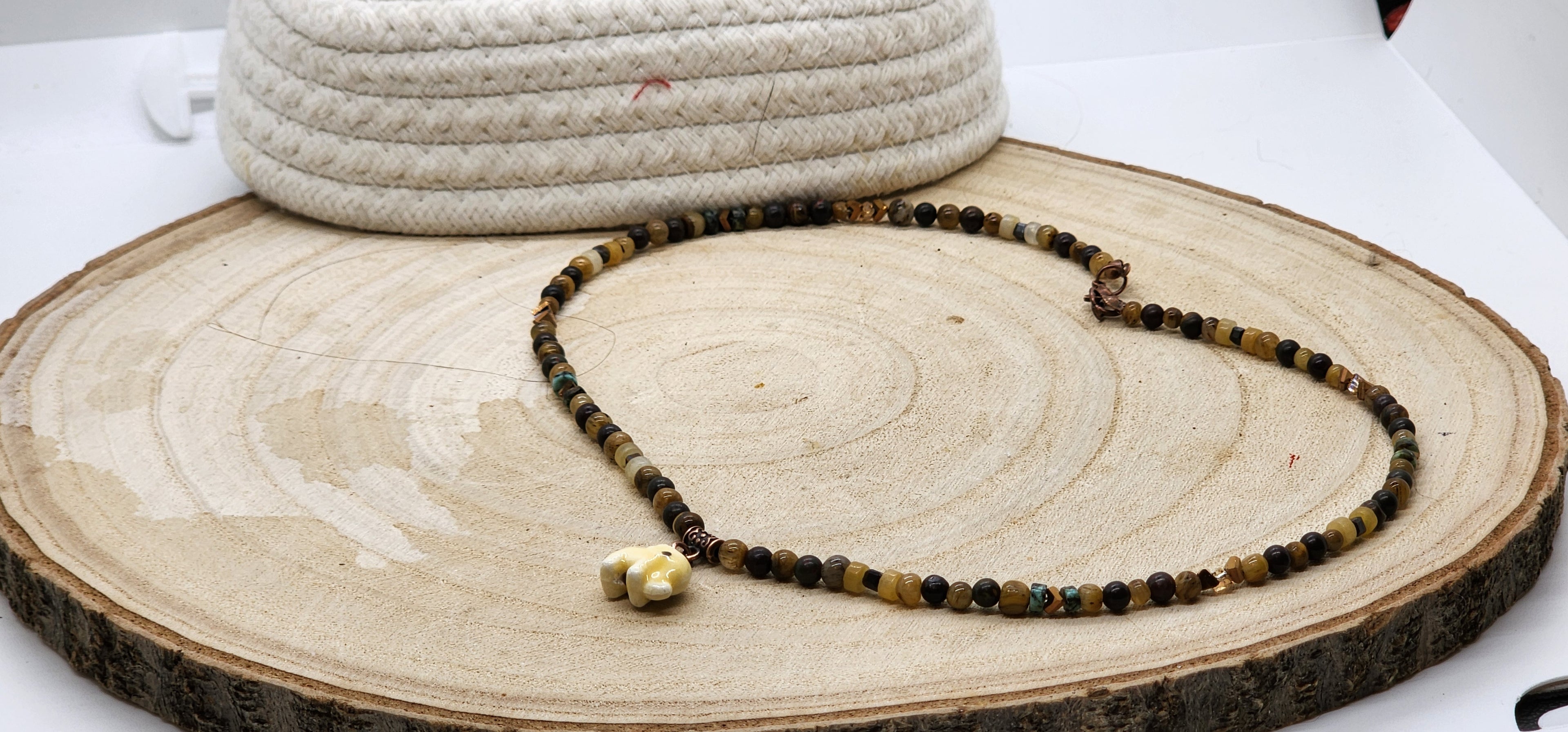 🐅 Father's Day Tiger Eye & Picasso Jasper Necklace | Handmade Men's Gemstone Necklace | Gift for Dad