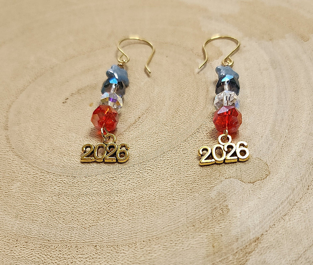 America 250 Patriotic Crystal Earrings – 2026 Commemorative Dangle Earrings | Red White & Blue Handmade Jewelry | Semiquincentennial Celebration Gift 🎆