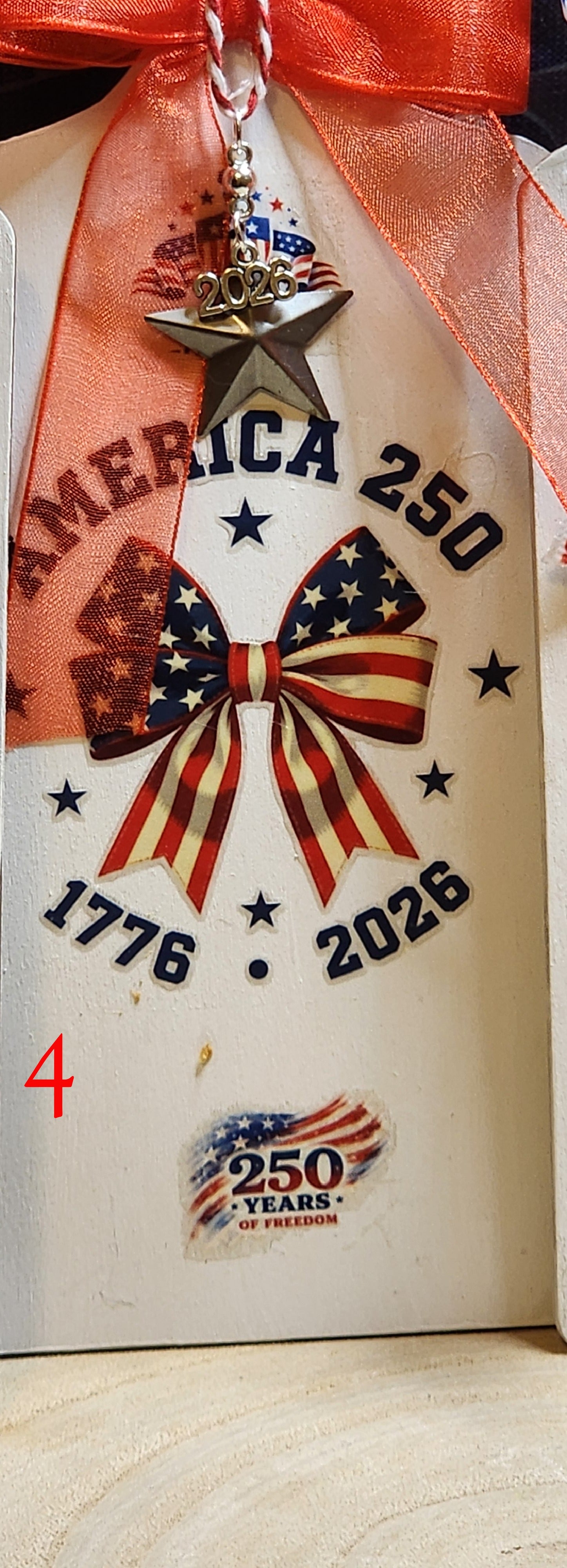 America 250 Patriotic Door Hanger Tags | Handmade Independence Day Decor | USA 250th Anniversary Decorations | Red White & Blue Gift Tags