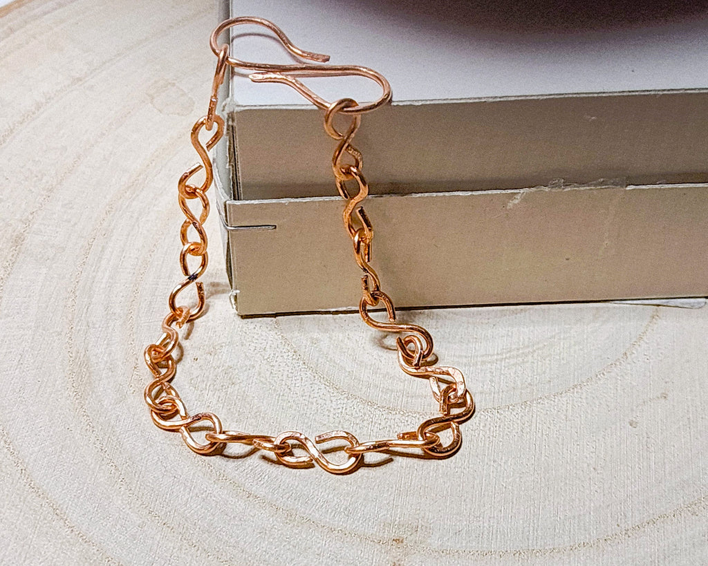 Handcrafted Bare Copper Chain Link – 16 & 18 Gauge Wire for Bracelets or Necklaces, Charm-Ready or Layering