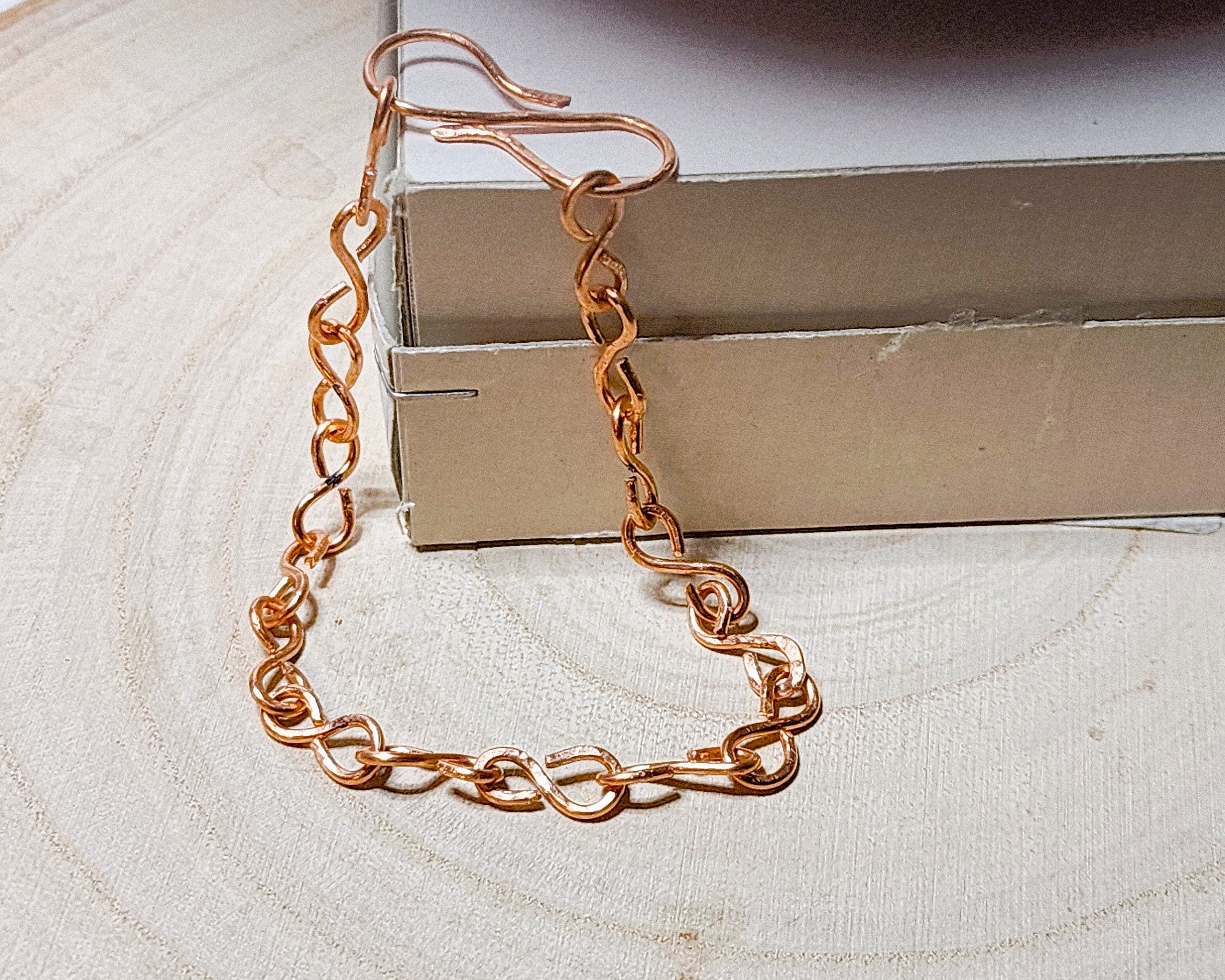 Handcrafted Bare Copper Chain Link – 16 & 18 Gauge Wire for Bracelets or Necklaces, Charm-Ready or Layering