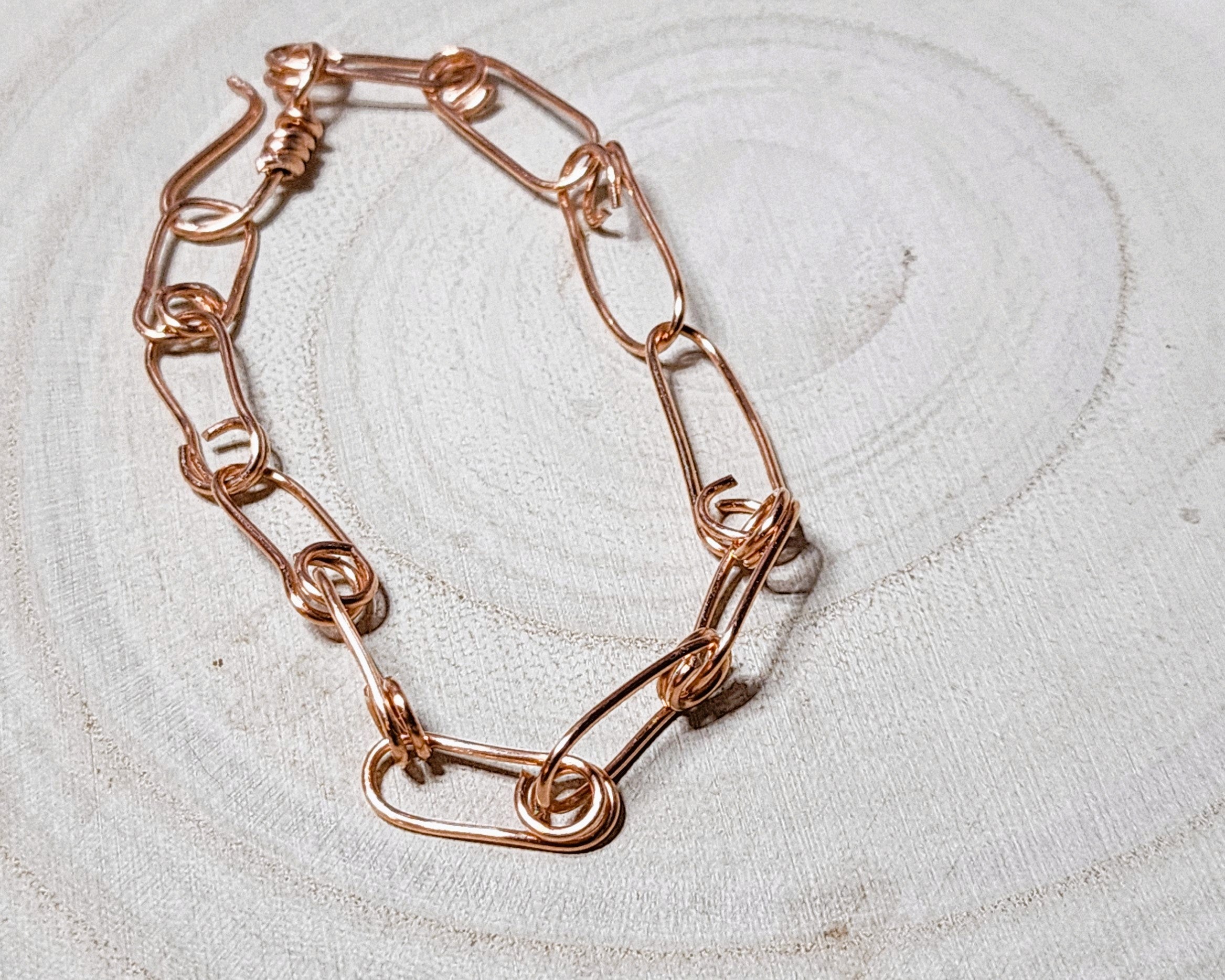 Handcrafted Bare Copper Chain Link – 16 & 18 Gauge Wire for Bracelets or Necklaces, Charm-Ready or Layering