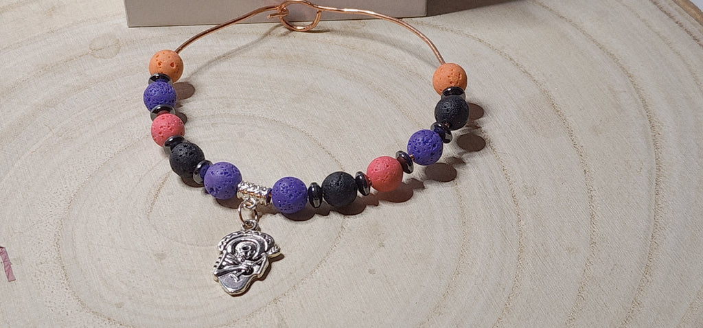 Handcrafted Copper Wire Halloween bangles with Charms & Festive Beads