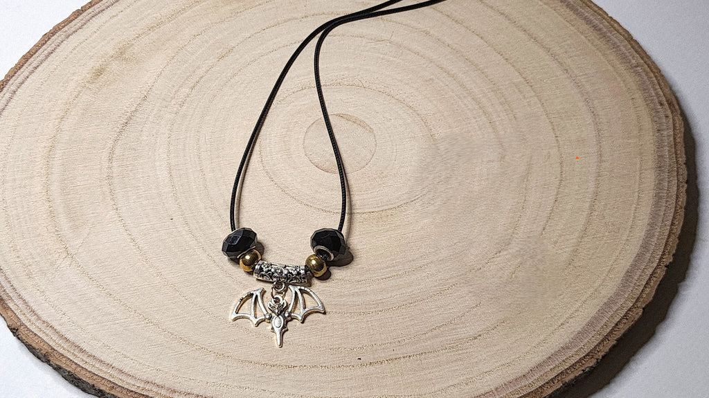 Fun Spooky Wooden Bead Necklace with Halloween Charms – Handcrafted