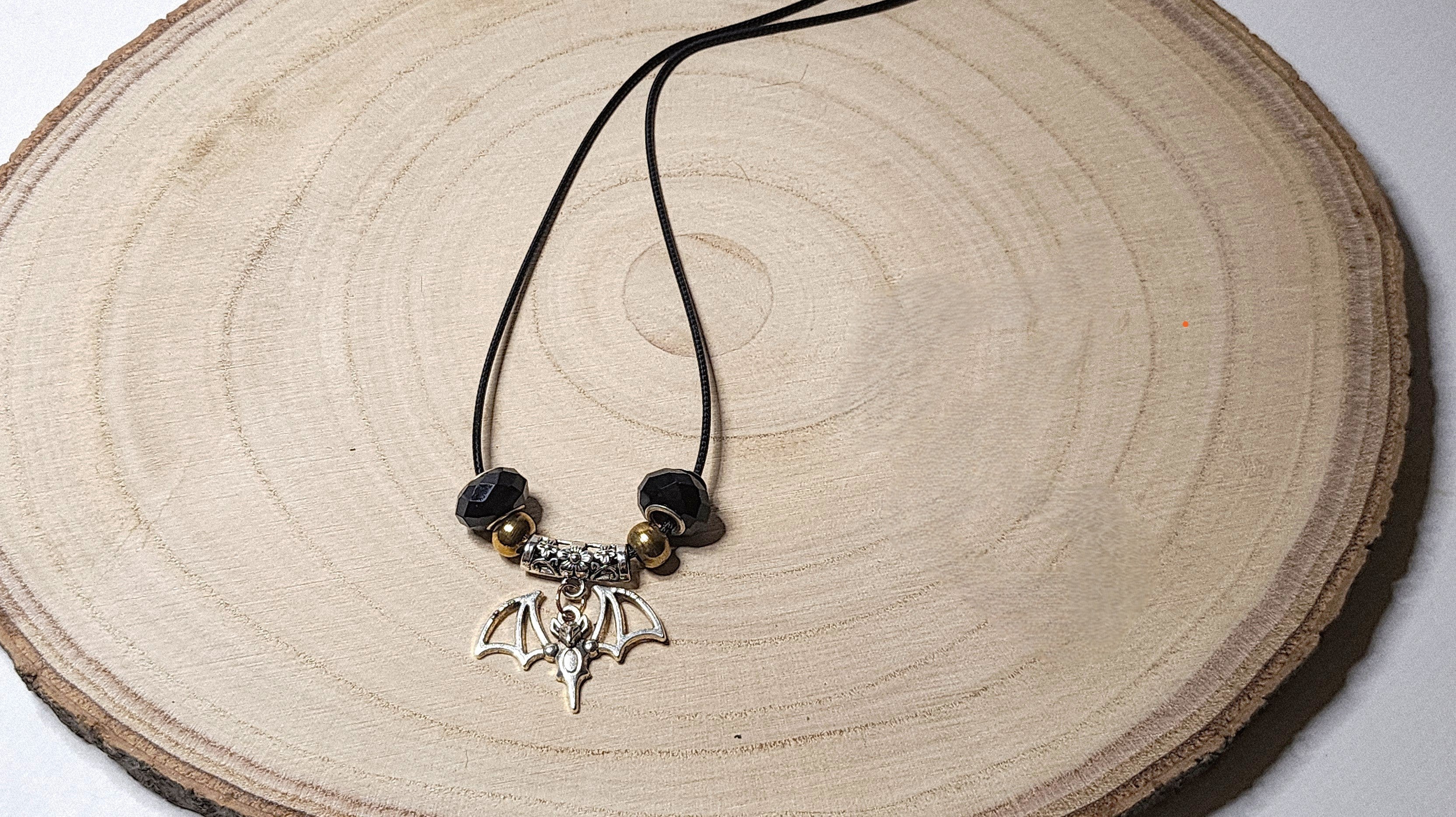 Fun Spooky Wooden Bead Necklace with Halloween Charms – Handcrafted