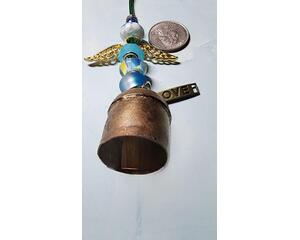 Beautiful colorful glass angel Christmas ornaments with a melodic bell and inspiring charm attached on bottom.