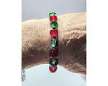 Elegant red and green glass bead Christmas bracelets with dazzling gold accents and spacer beads.  Christmas gift,  festive holiday jewelry.
