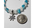 Winter themed blue, white and silver glass beaded bracelet. Christmas gift,  New Years gift gift for her