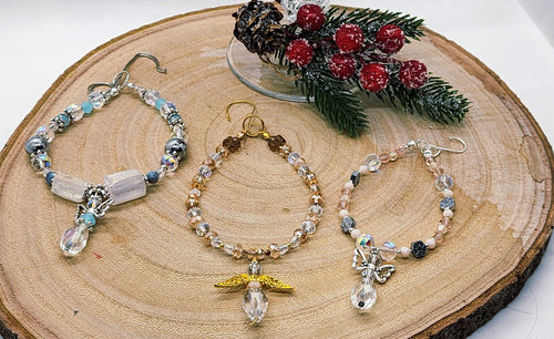Angel Crystal Beaded Ornament Handmade Christmas Ornament  Memorial Angel Gift  Holiday Tree Decoration