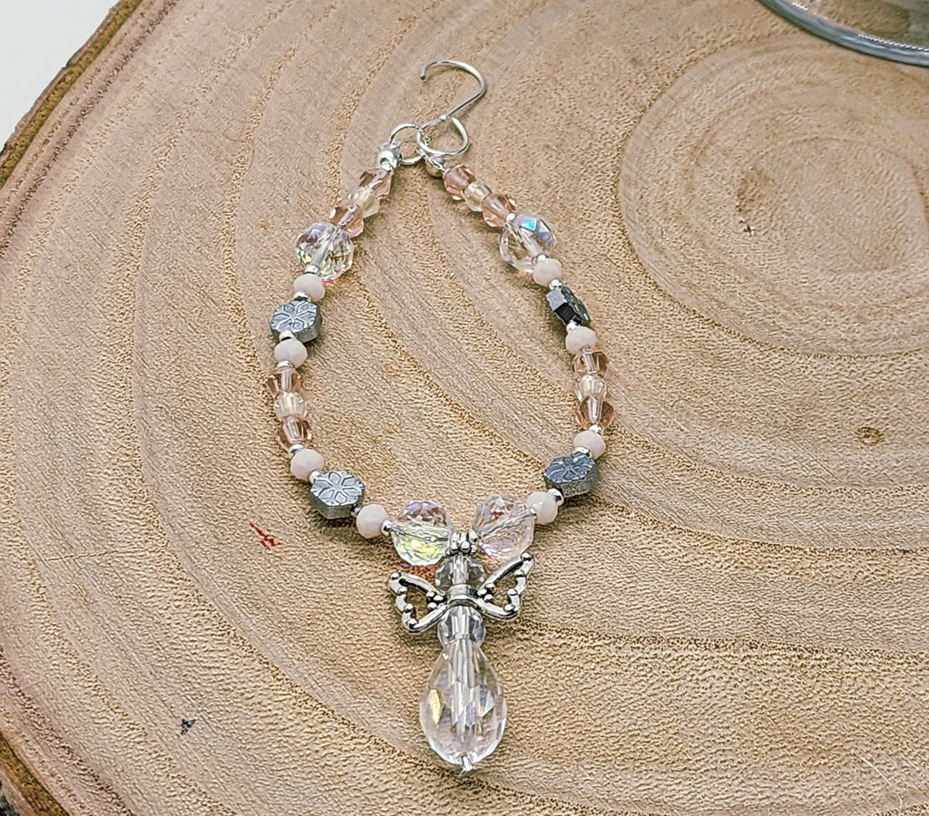 Angel Crystal Beaded Ornament Handmade Christmas Ornament  Memorial Angel Gift  Holiday Tree Decoration