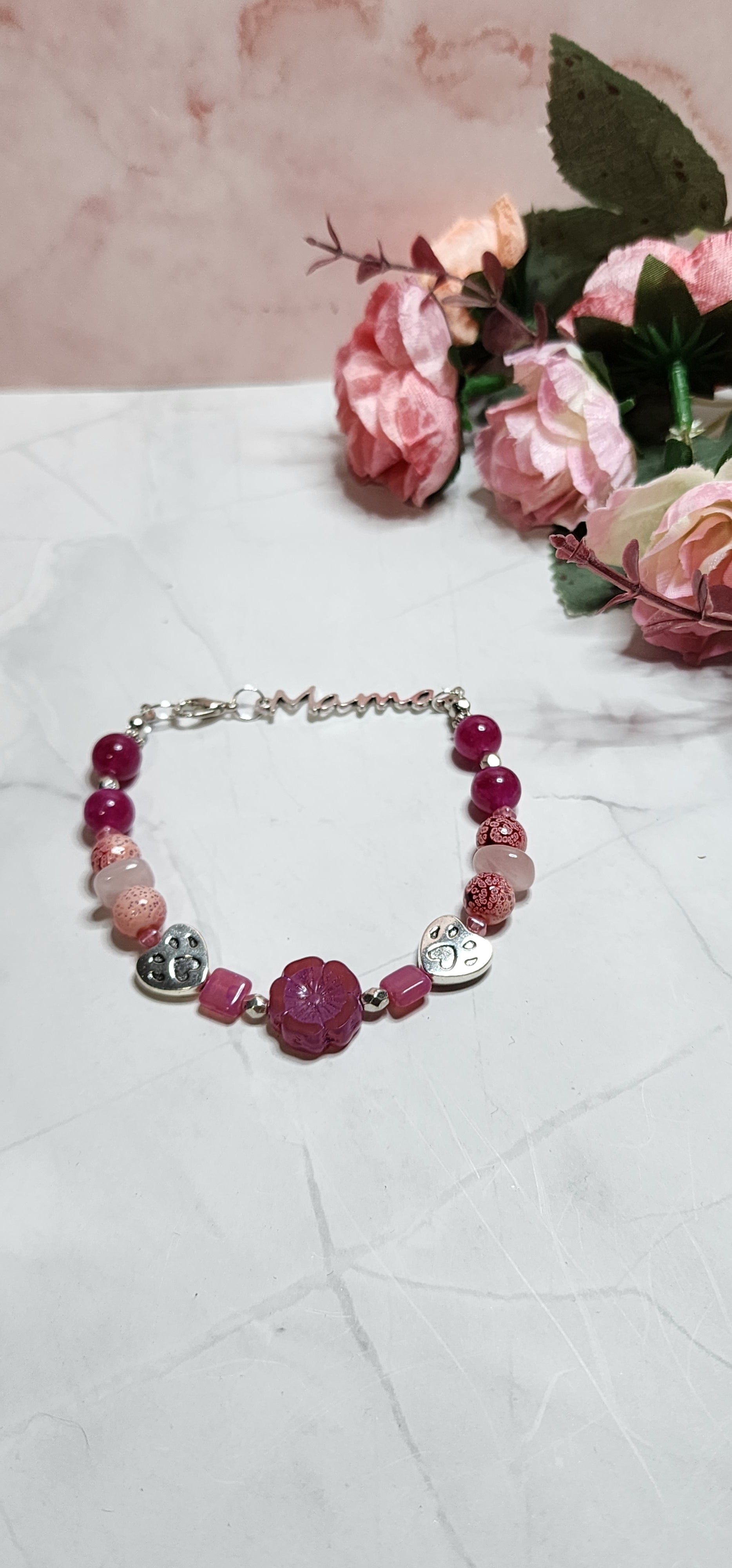 Fur Mama Beaded Bracelet – Dog Mom Gift, Cat Mom Jewelry, Handmade Charm Bracelet, Pet Lover Gift Idea
