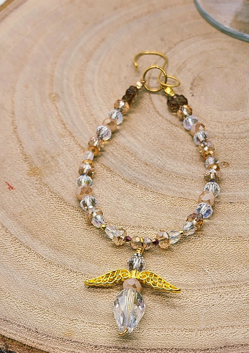 Angel Crystal Beaded Ornament Handmade Christmas Ornament  Memorial Angel Gift  Holiday Tree Decoration
