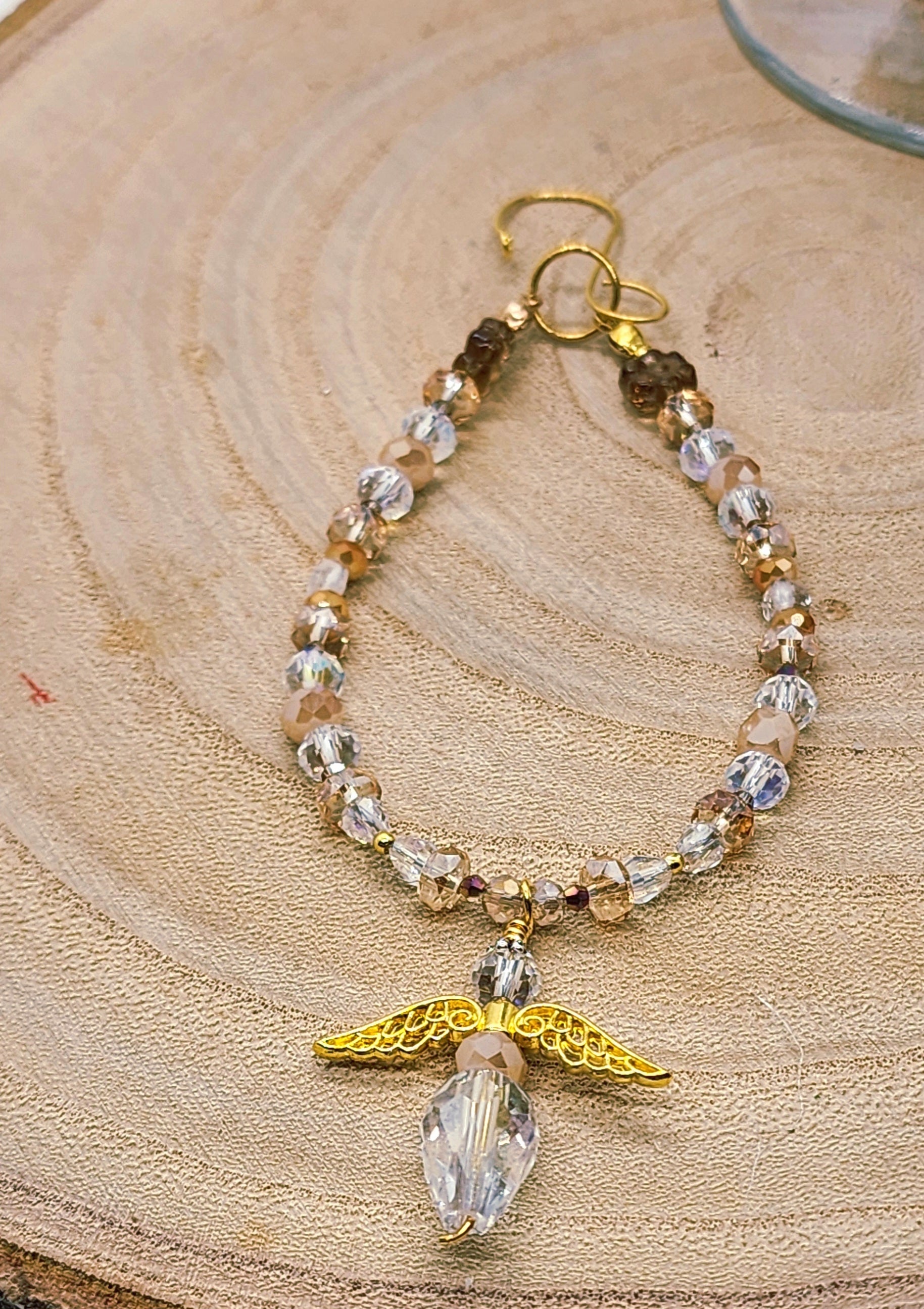 Angel Crystal Beaded Ornament Handmade Christmas Ornament  Memorial Angel Gift  Holiday Tree Decoration