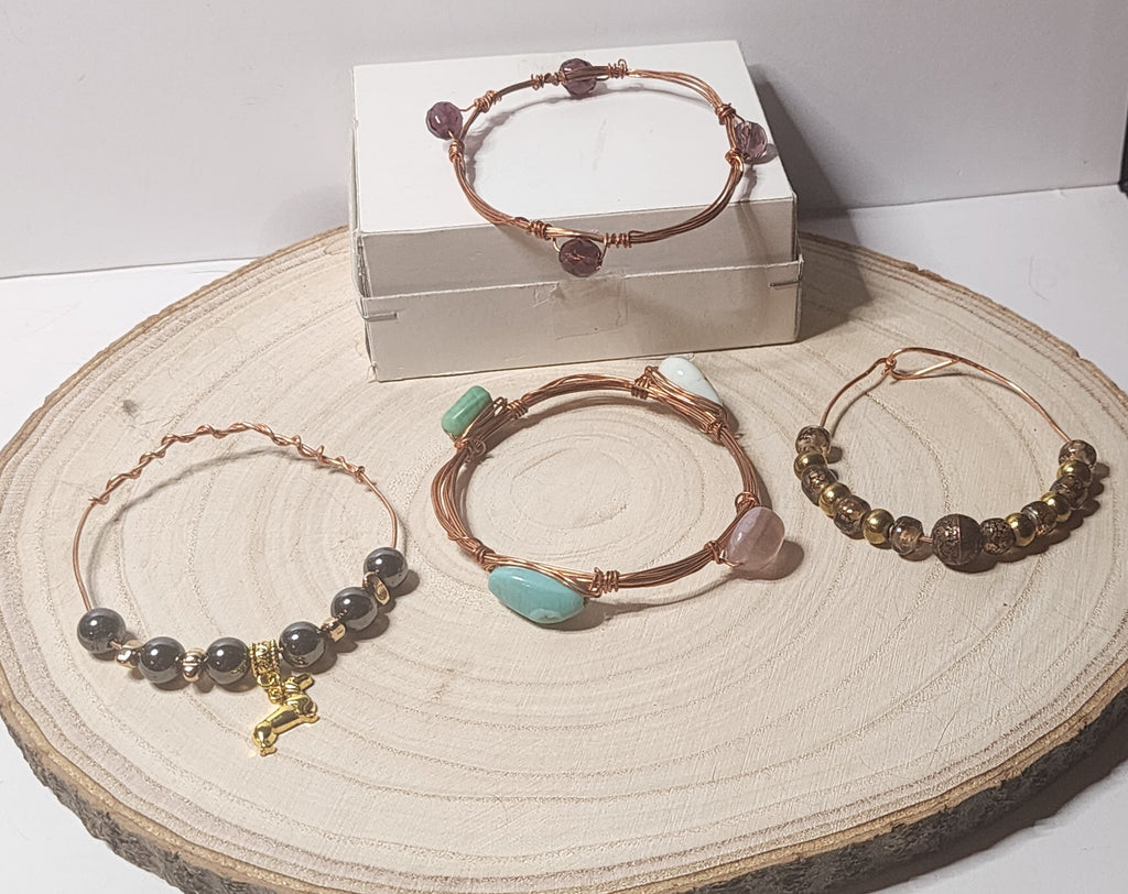 Copper wire stacking bangle bracelets