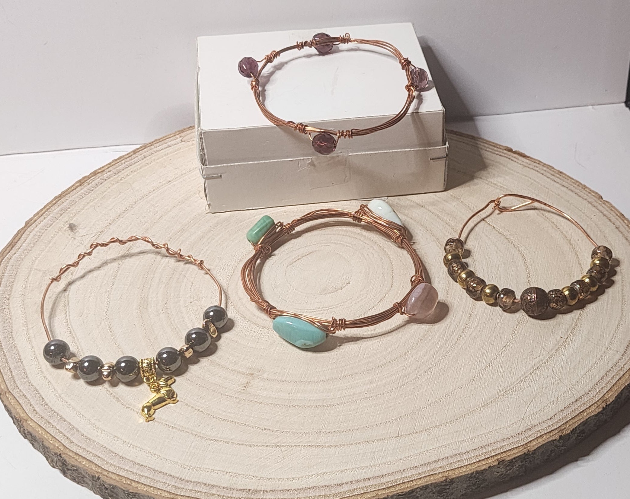 Copper wire stacking bangle bracelets