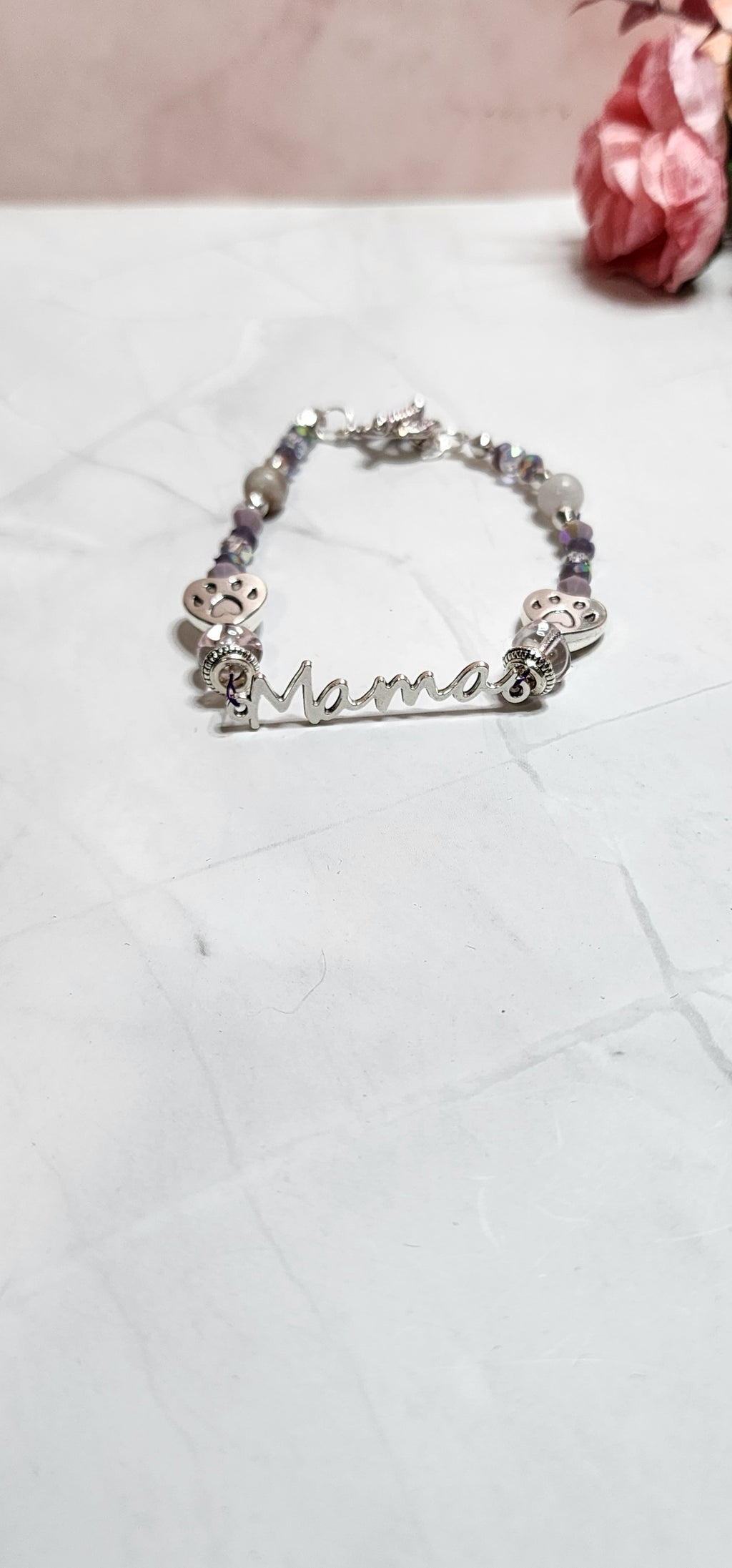 Fur Mama Beaded Bracelet – Dog Mom Gift, Cat Mom Jewelry, Handmade Charm Bracelet, Pet Lover Gift Idea