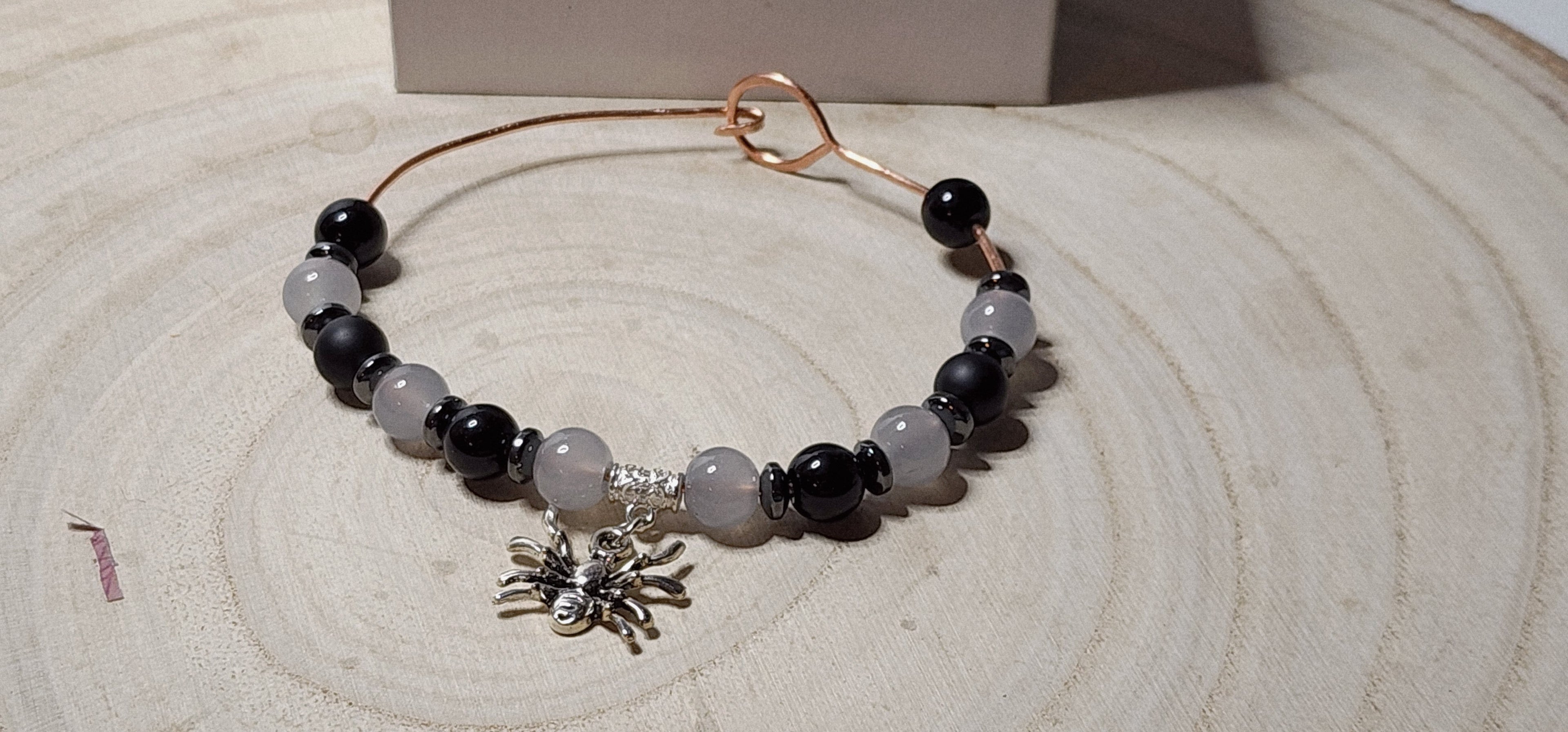 Handcrafted Copper Wire Halloween bangles with Charms & Festive Beads